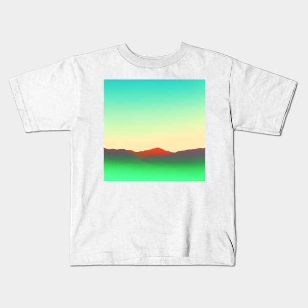 Abstract Neon Green Desert Landscape Sunrise Kids T-Shirt by craftydesigns